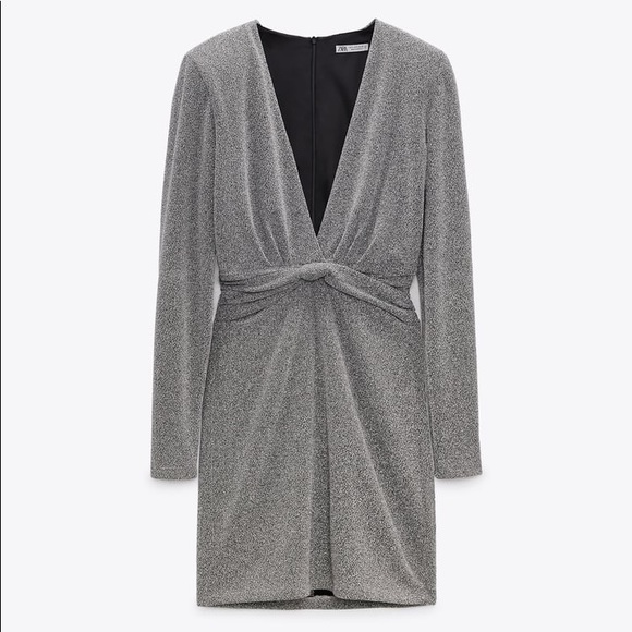 Zara Silver Dress with Metallic Thread - Picture 15 of 17